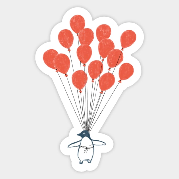 Penguin balloons Sticker by ilovedoodle